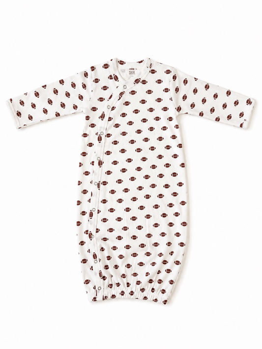 Football / Organic Pointelle Gown: 0 - 3 mo.