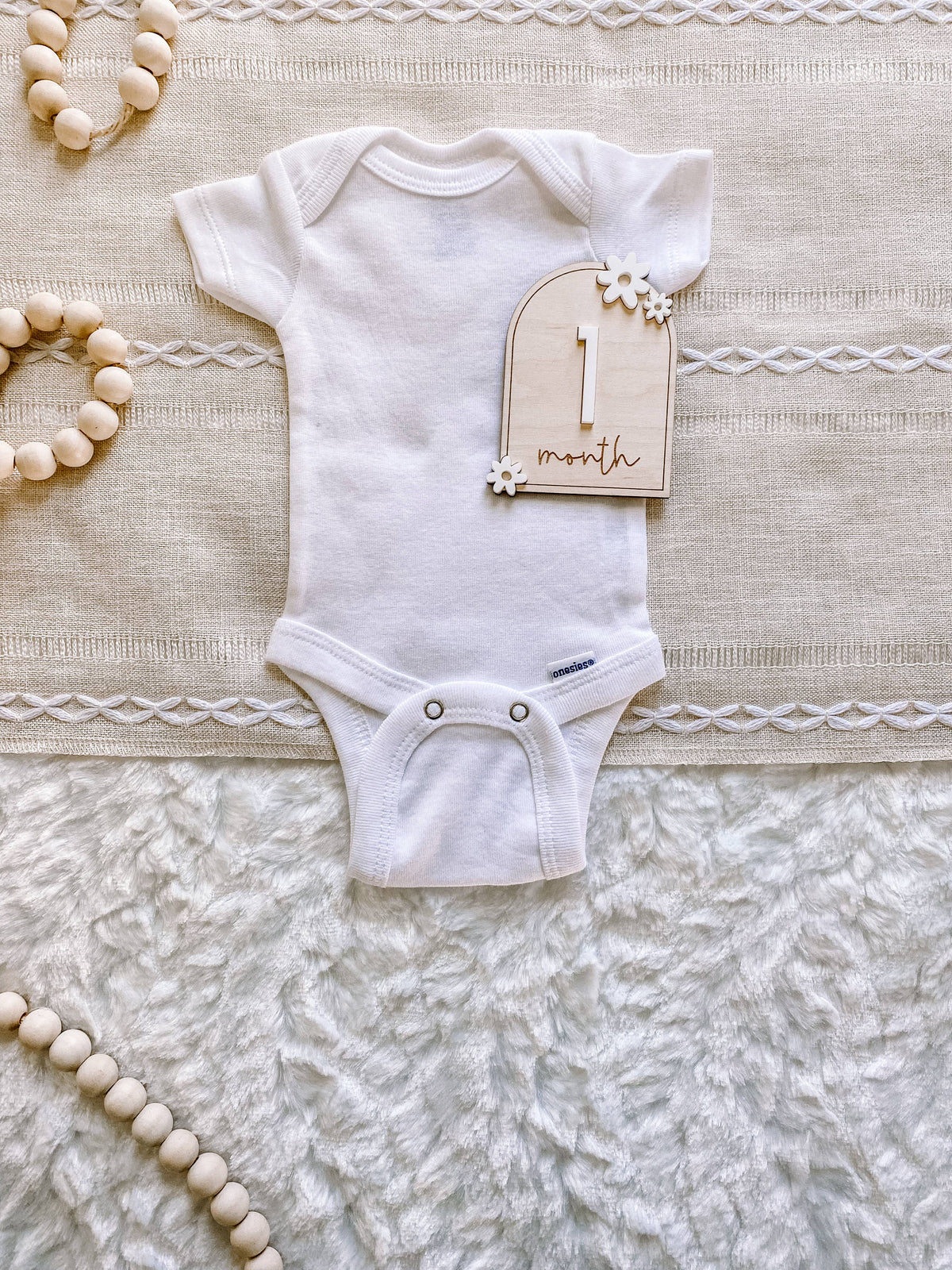 Wooden Monthly Milestone Set - Daisy: Blush / 12 Months (12 pc)
