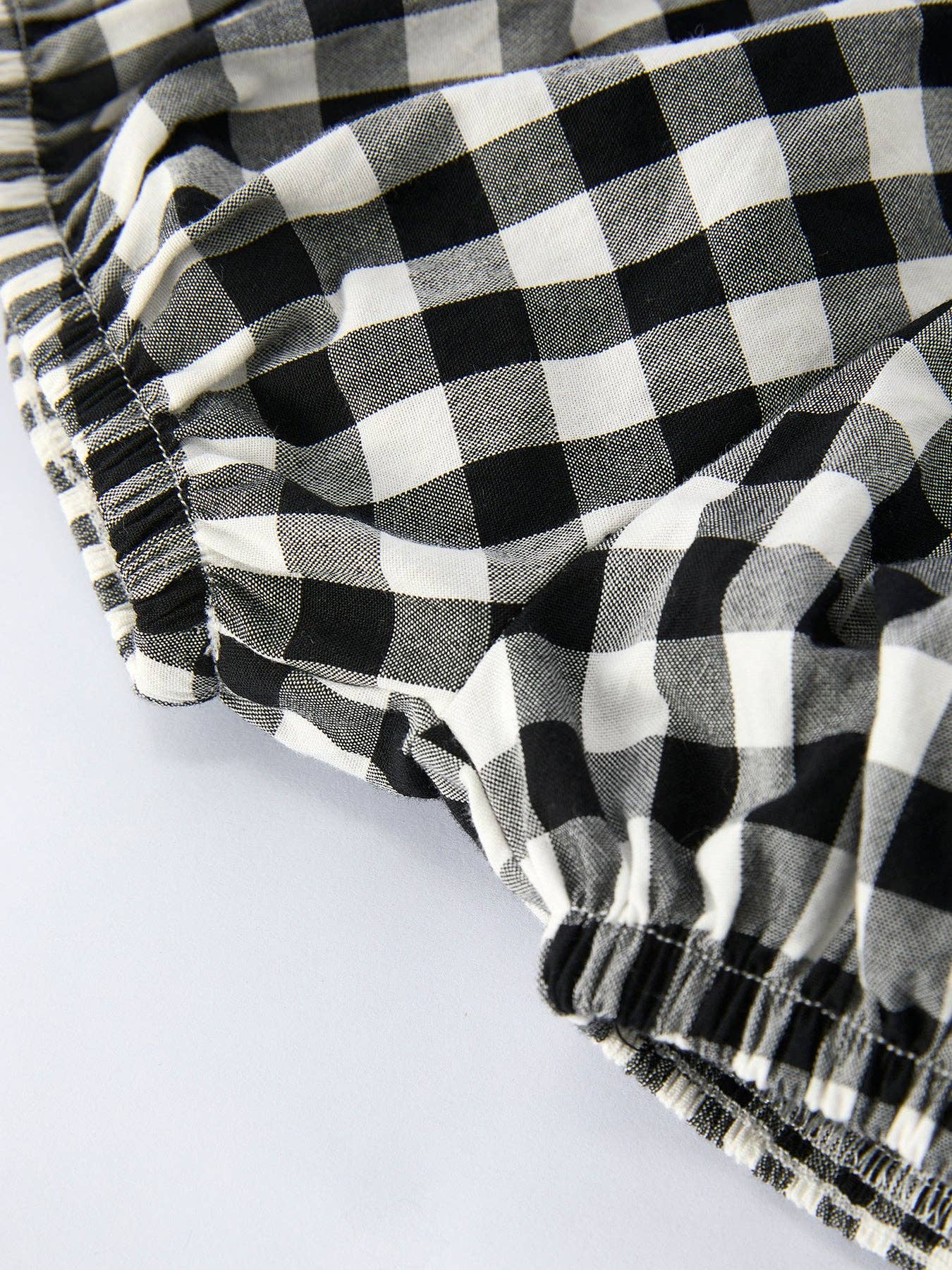 Plaid Girl Smocked Set Puff Sleeve Bloomer Set: 12M