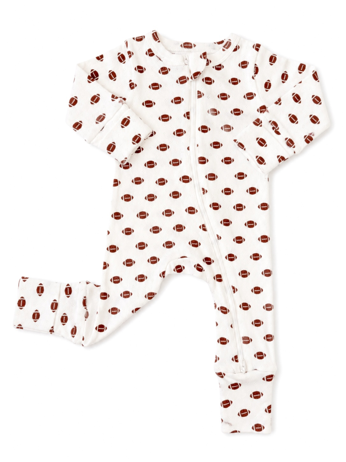 Football / Organic Pointelle 2-Way Zip Romper