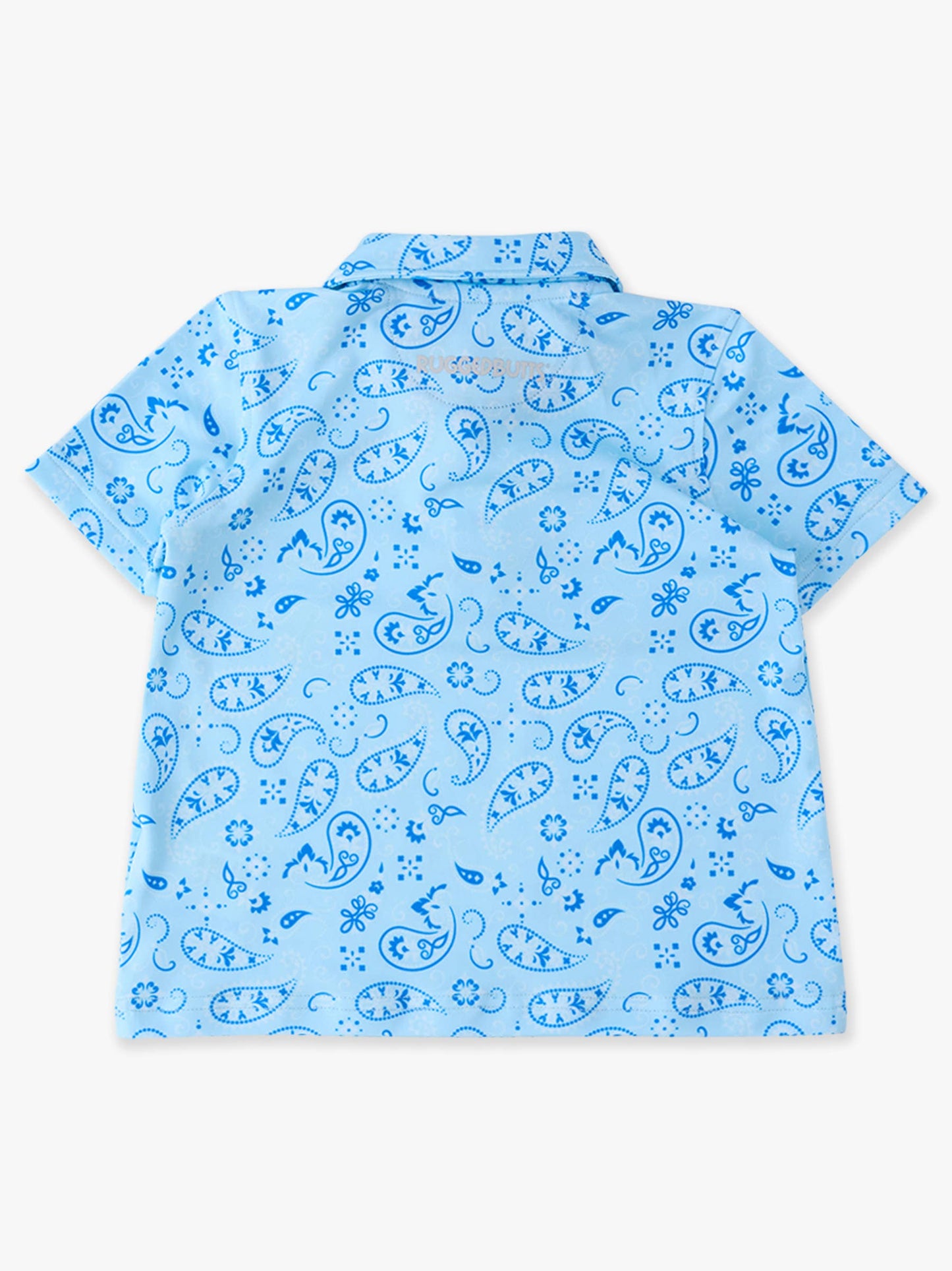 Boys Blue Western Bandana Knit Short Sleeve Performance Polo: Blue
