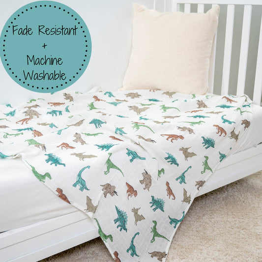 Baby Muslin Swaddle Blanket 47x47 Dinosaur