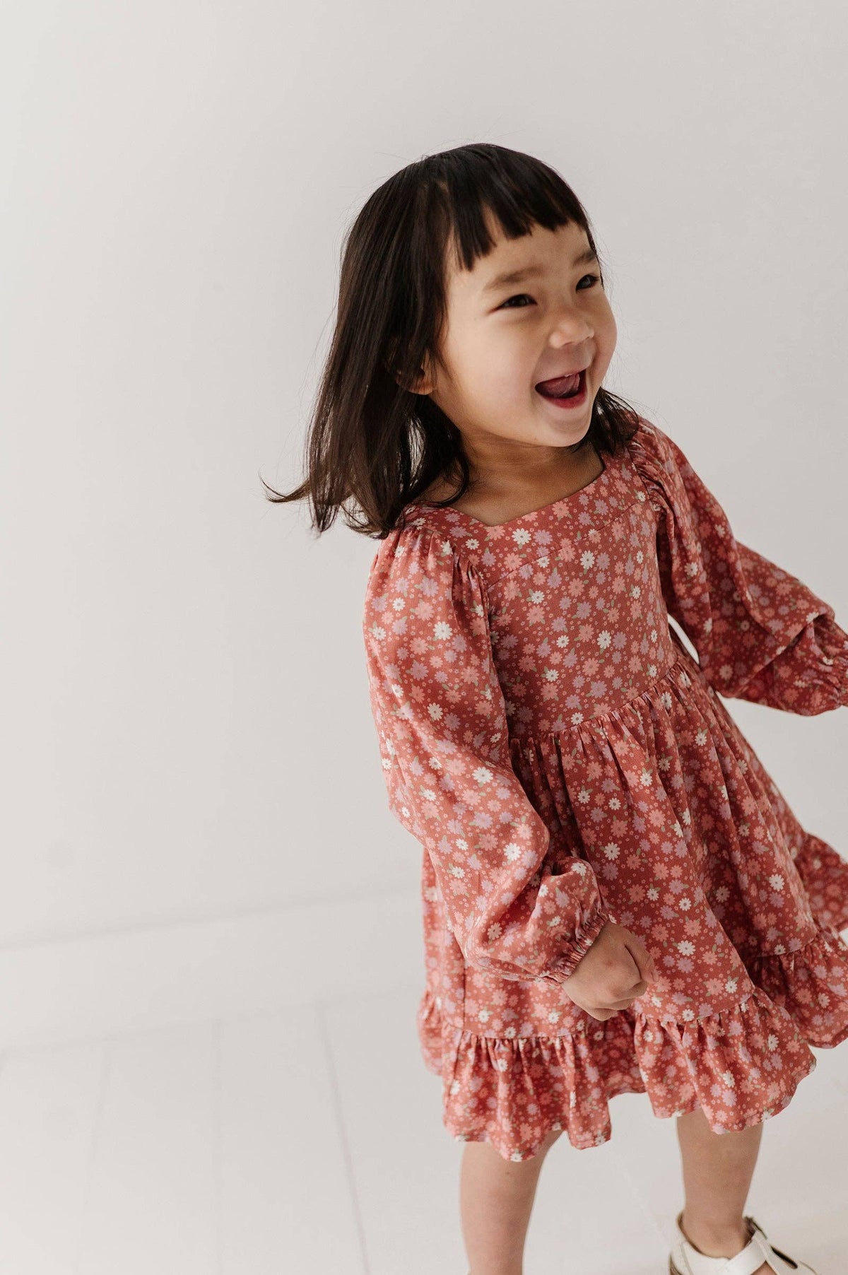 Babysprouts Girl's Long Sleeve Viscose Dress: Tiny Petals