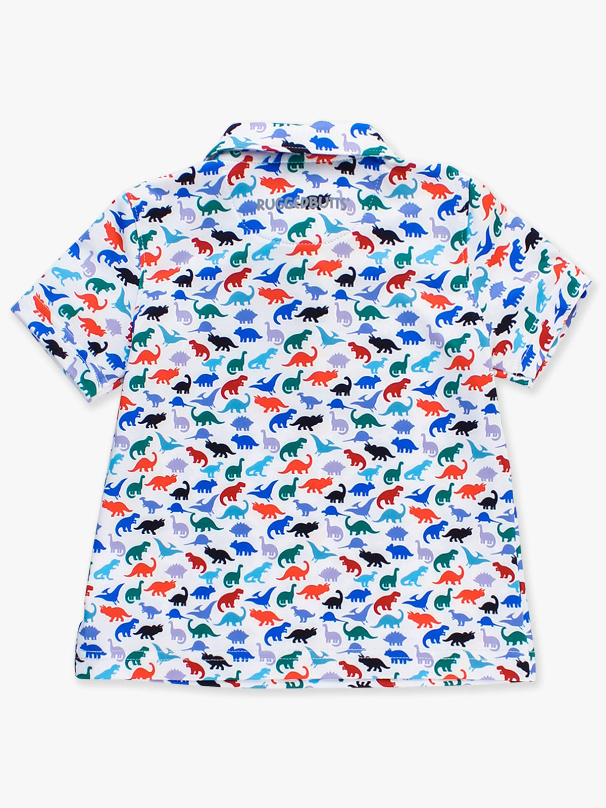 Boys Dino Roar Knit Short Sleeve Performance Polo: Navy