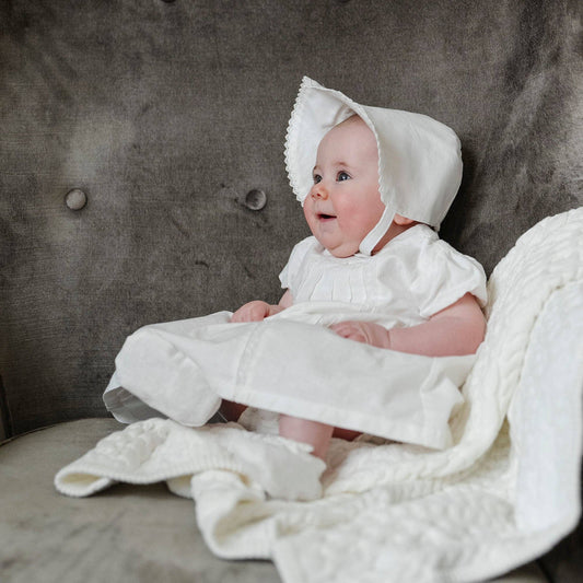 Linen Bow Soft Shoe: Soft White Linen Bow / 3-6 Months