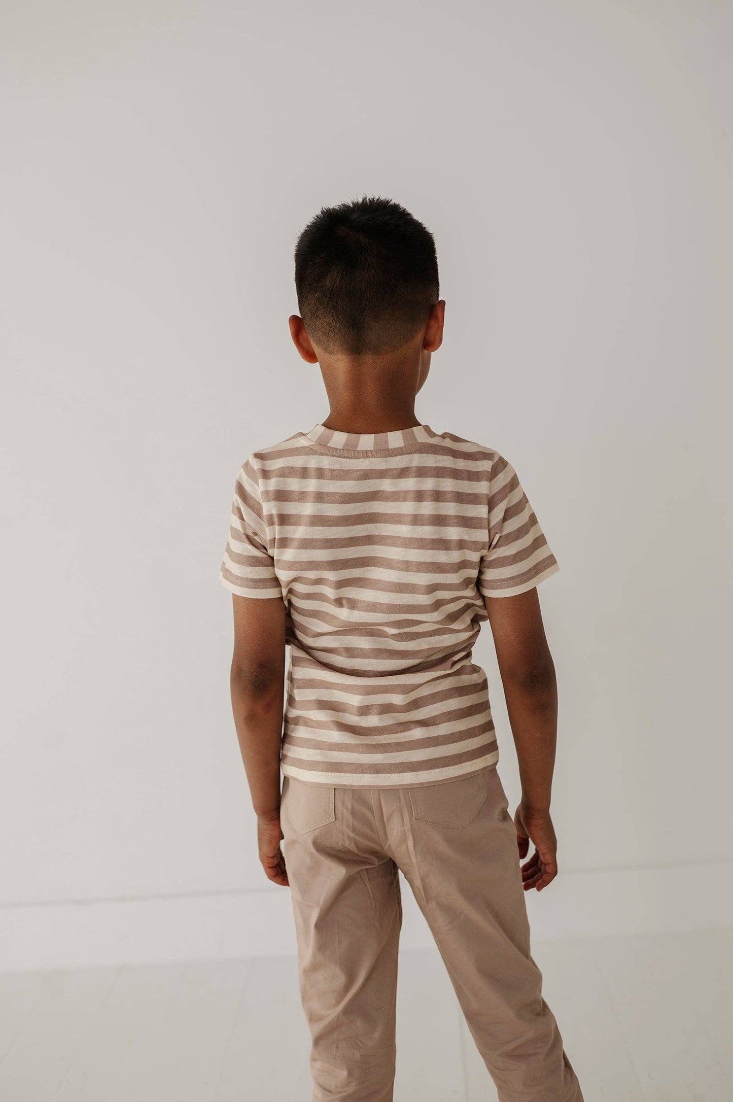 Avery & Alexander Short Sleeve Tee: Taupe Stripe