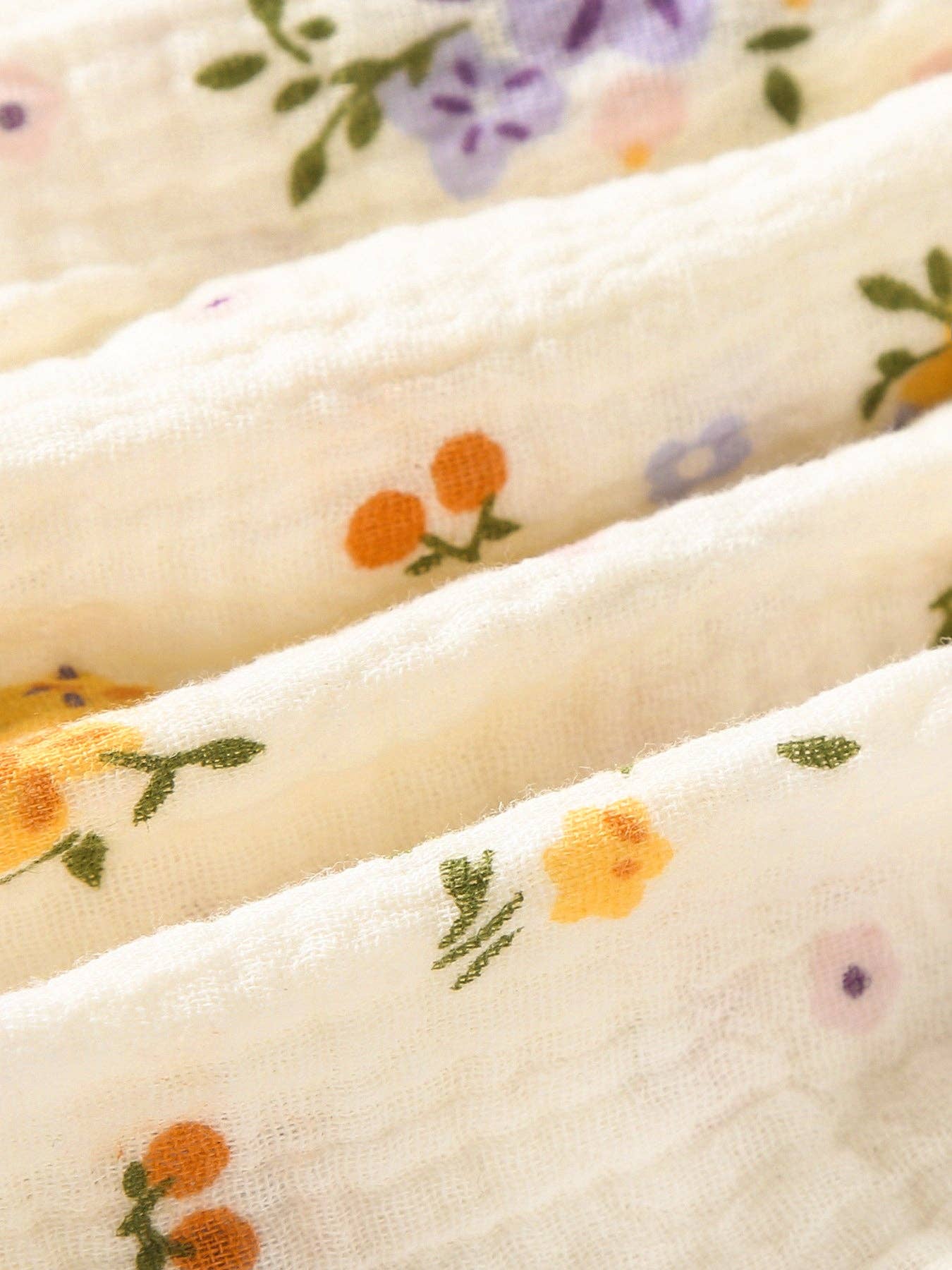 Muslin Floral Smocked Baby Romper with Matching Hat: 6M