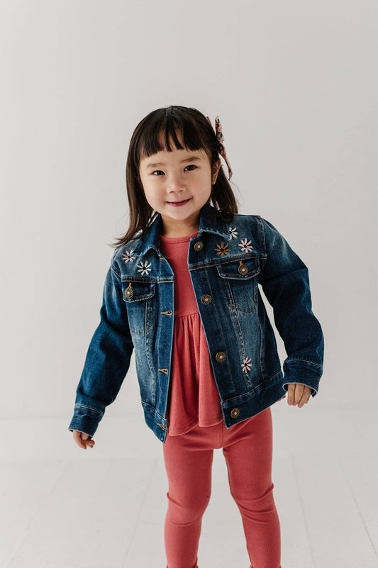 Babysprouts Girl's Denim Jacket: Dark Blue Wash