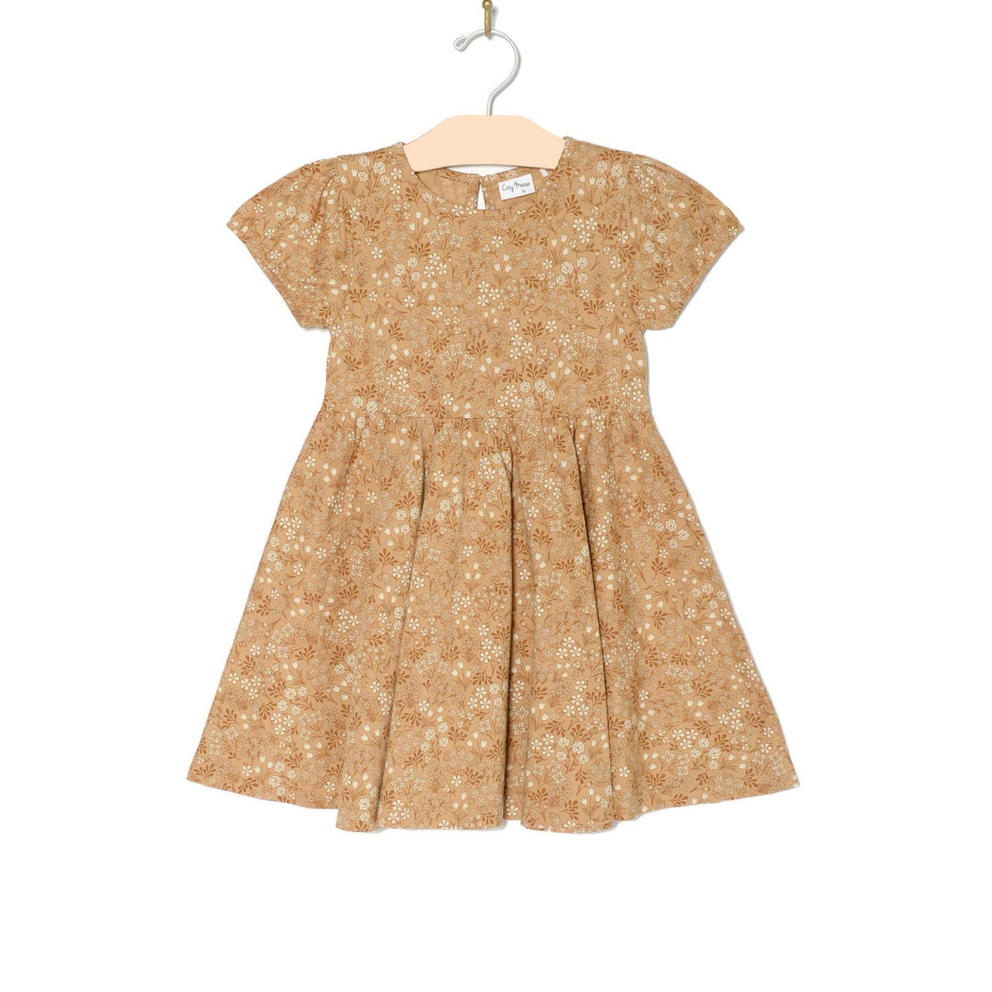 Girl Short Sleeve Twirl Dress- Golden Garden