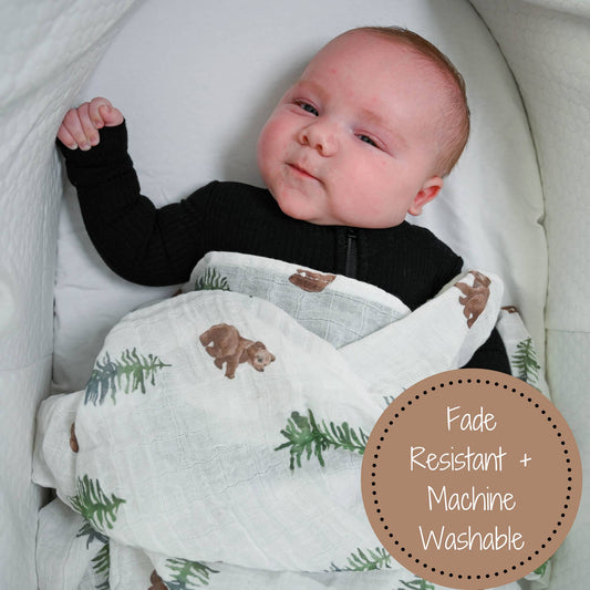 Baby Muslin Swaddle Blanket 47x47 Baby Bear