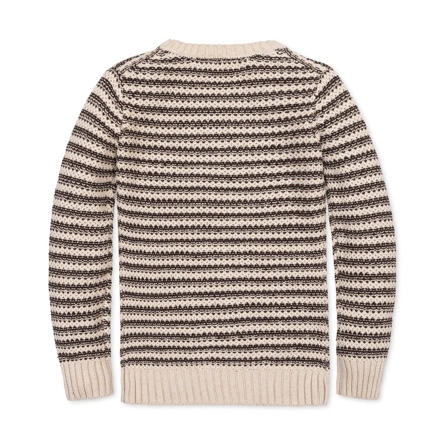 Organic Crewneck Sweater: Chocolate and Tan Stripe