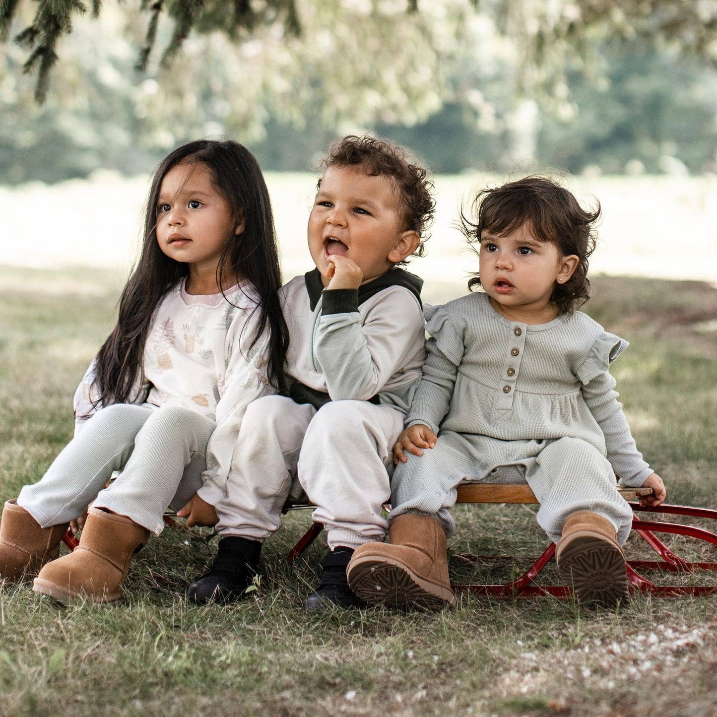 Organic Cotton Baby Girl Thermal Jumpsuit: Blue Gray