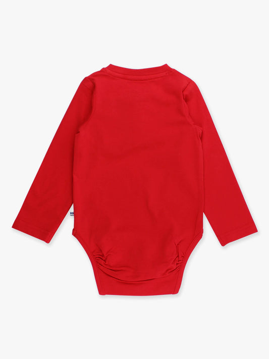 Baby Boys Red Knit Long Sleeve 2-Button Henley Bodysuit: Red