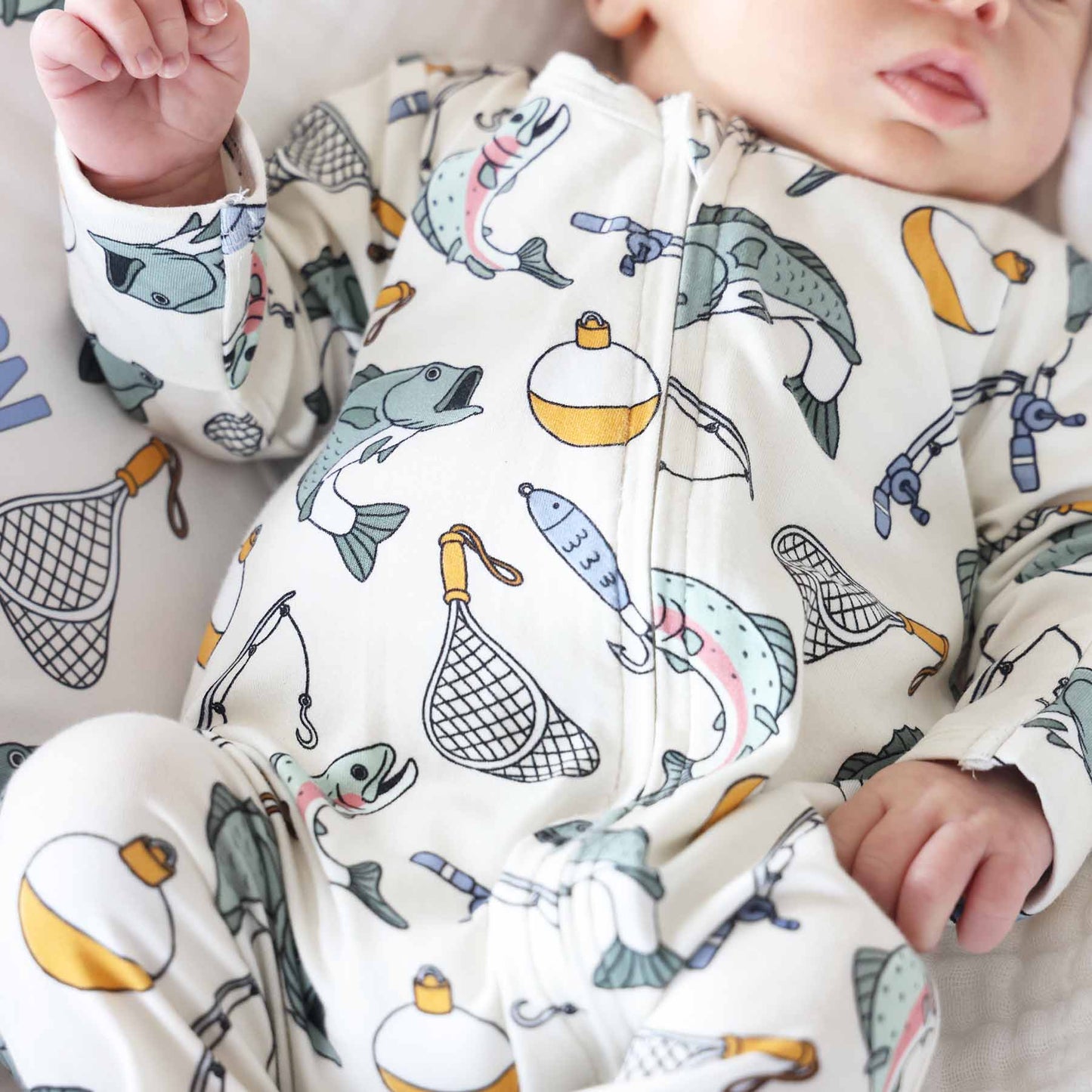 Catch of the Day Zipper Footie: 3-6 months