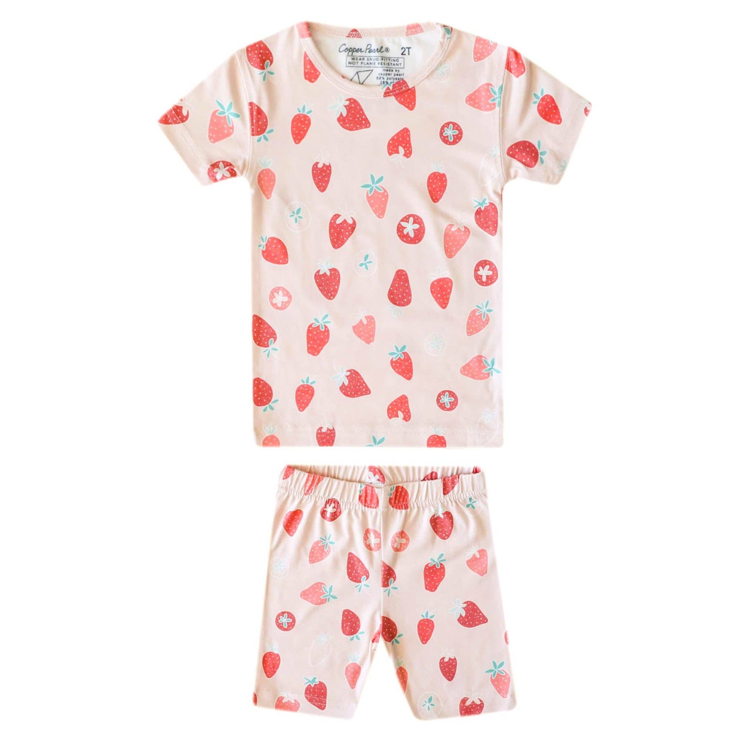 2pc Short Sleeve Pajama Set - Strawberry: 4T