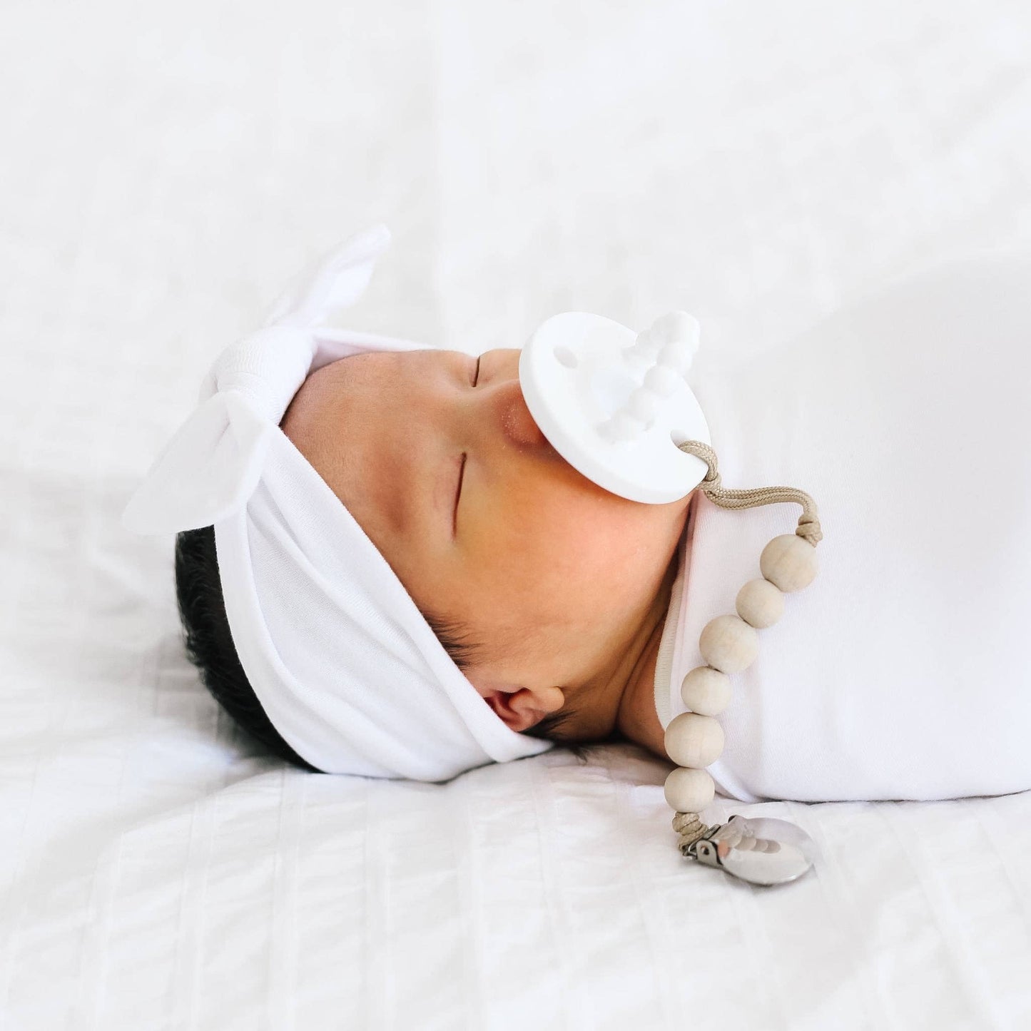 Copper Pearl Knit Headband Bow - Dove