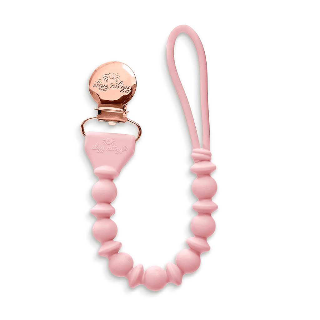 Itzy Paci Strap™ Silicone One-Piece Pacifier Clips: Blue Beaded