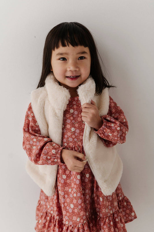 Babysprouts Girl's Fur Vest: Cream