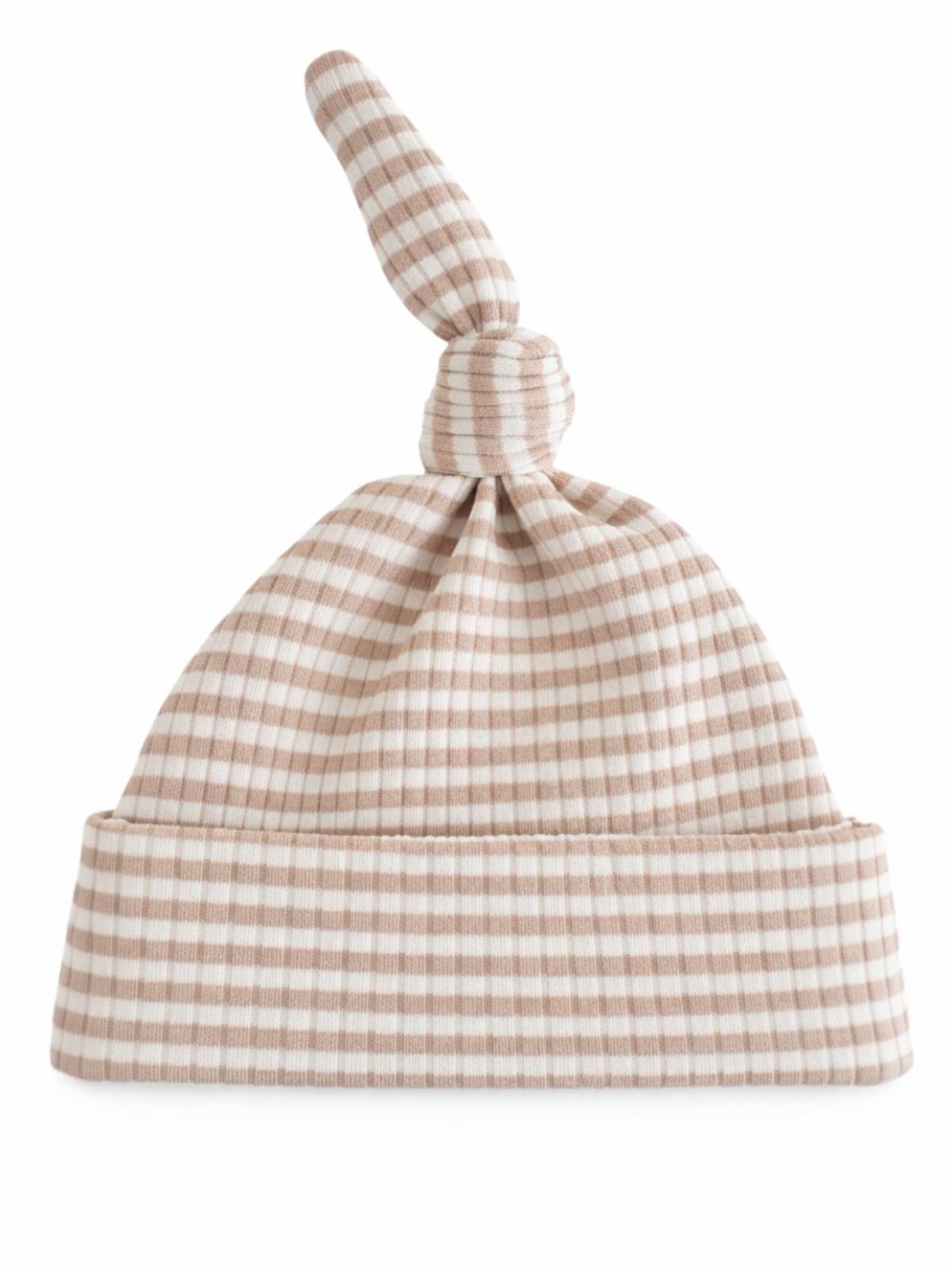 Tan Stripe / Ribbed Beanie: 0-3M