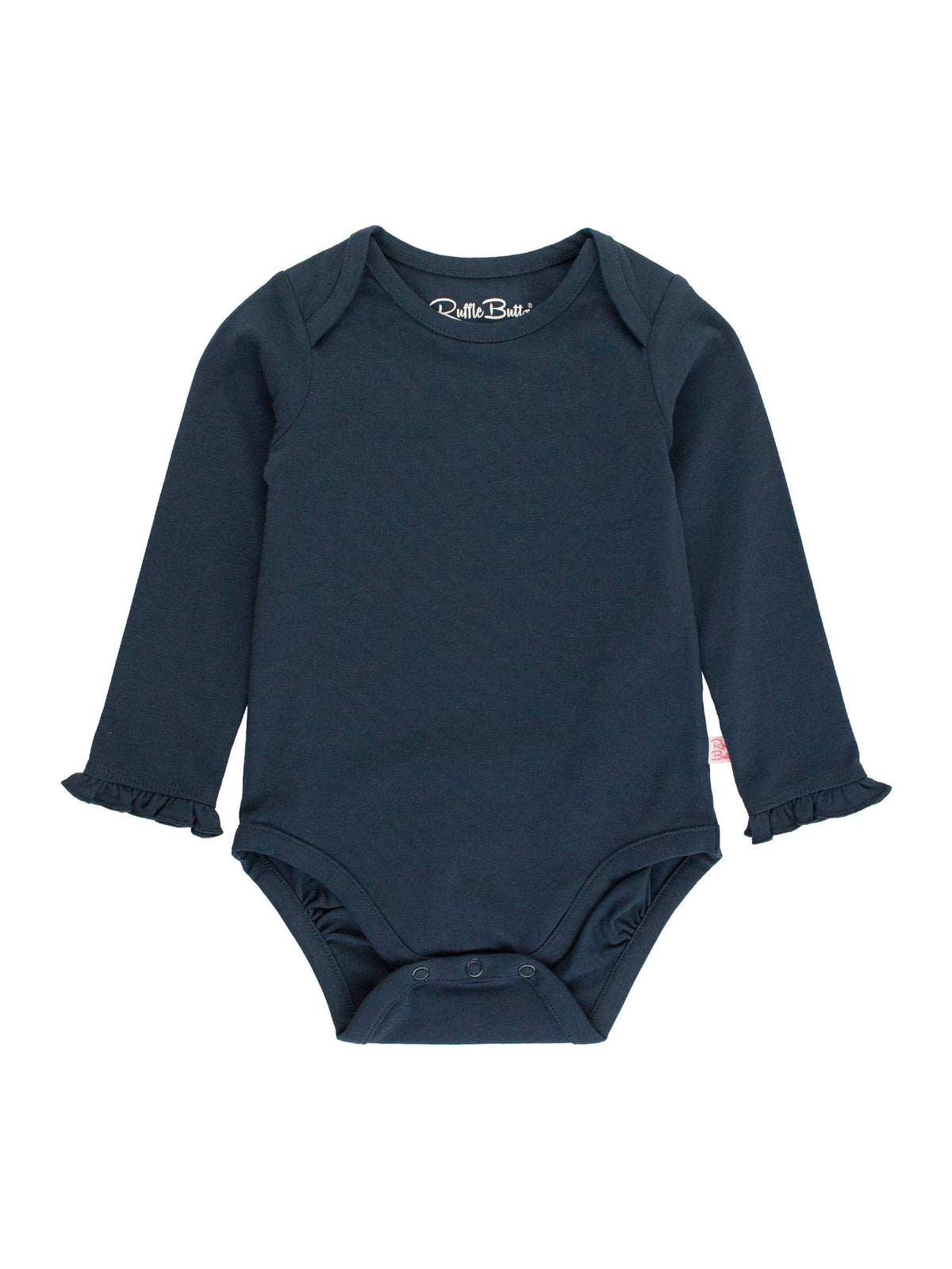 Baby Girls Dark Navy Knit Long Sleeve Ruffle Bodysuit