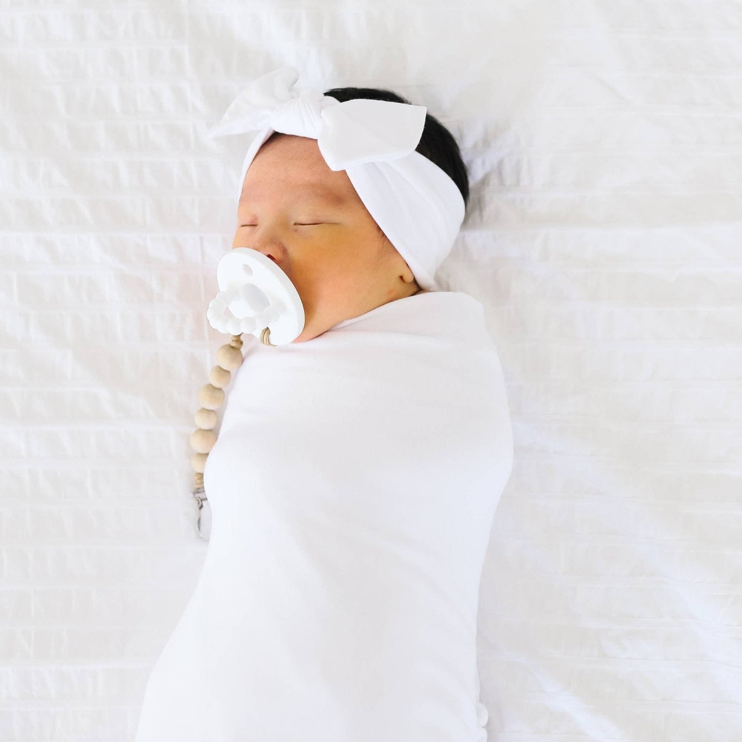 Copper Pearl Knit Headband Bow - Dove