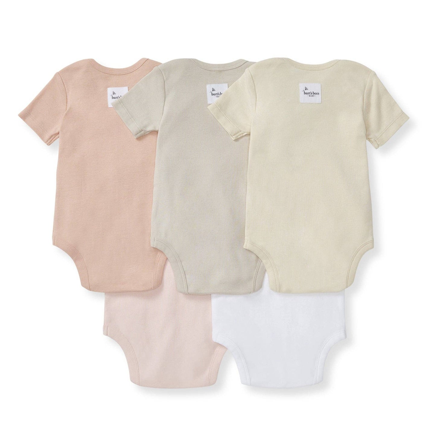 Solid Organic Cotton Short Sleeve Baby Bodysuits 5 Pack - Pink Sand: Pink Sand / 18 Months