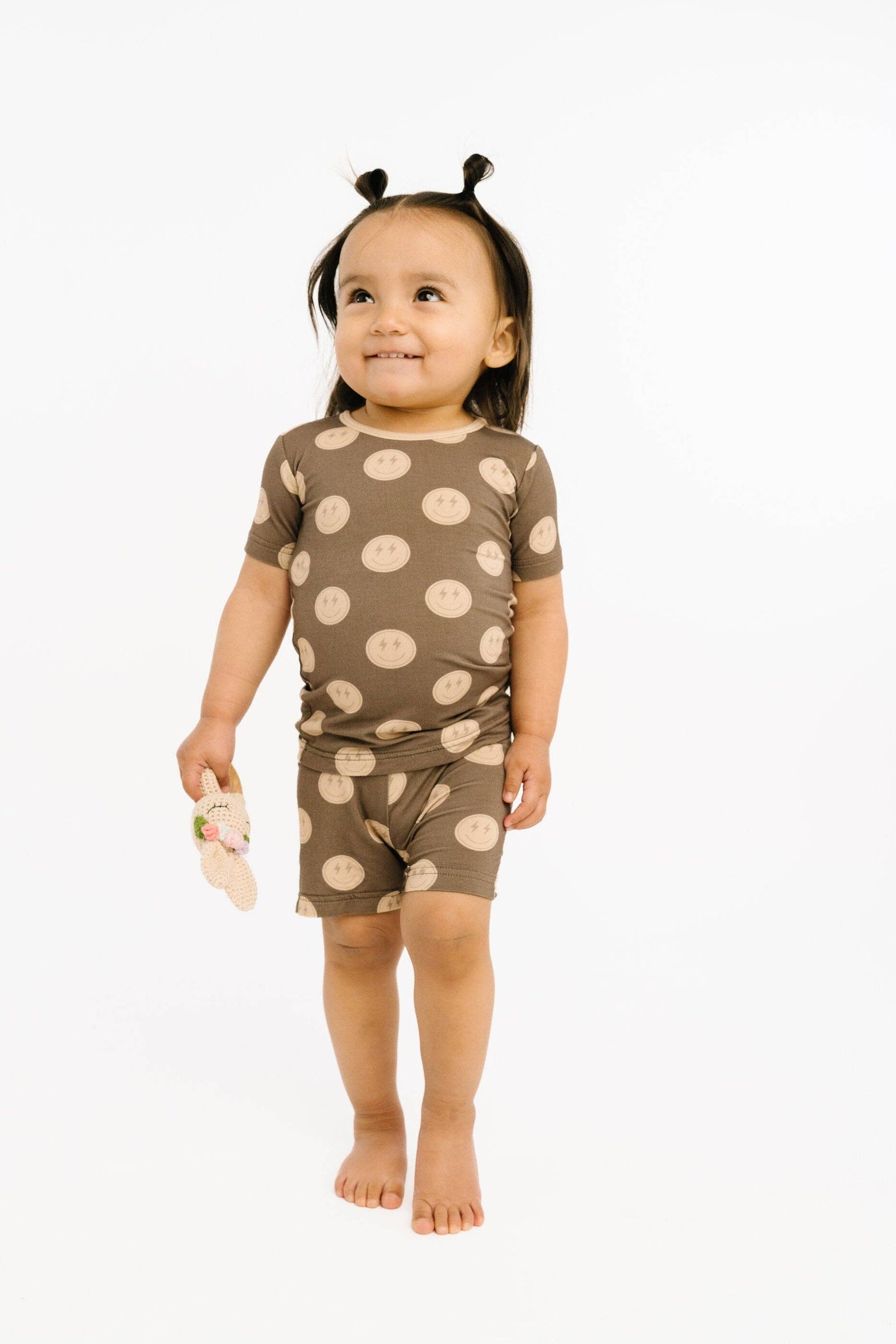 Neutral Smileys Bamboo Shorts Set: 4T