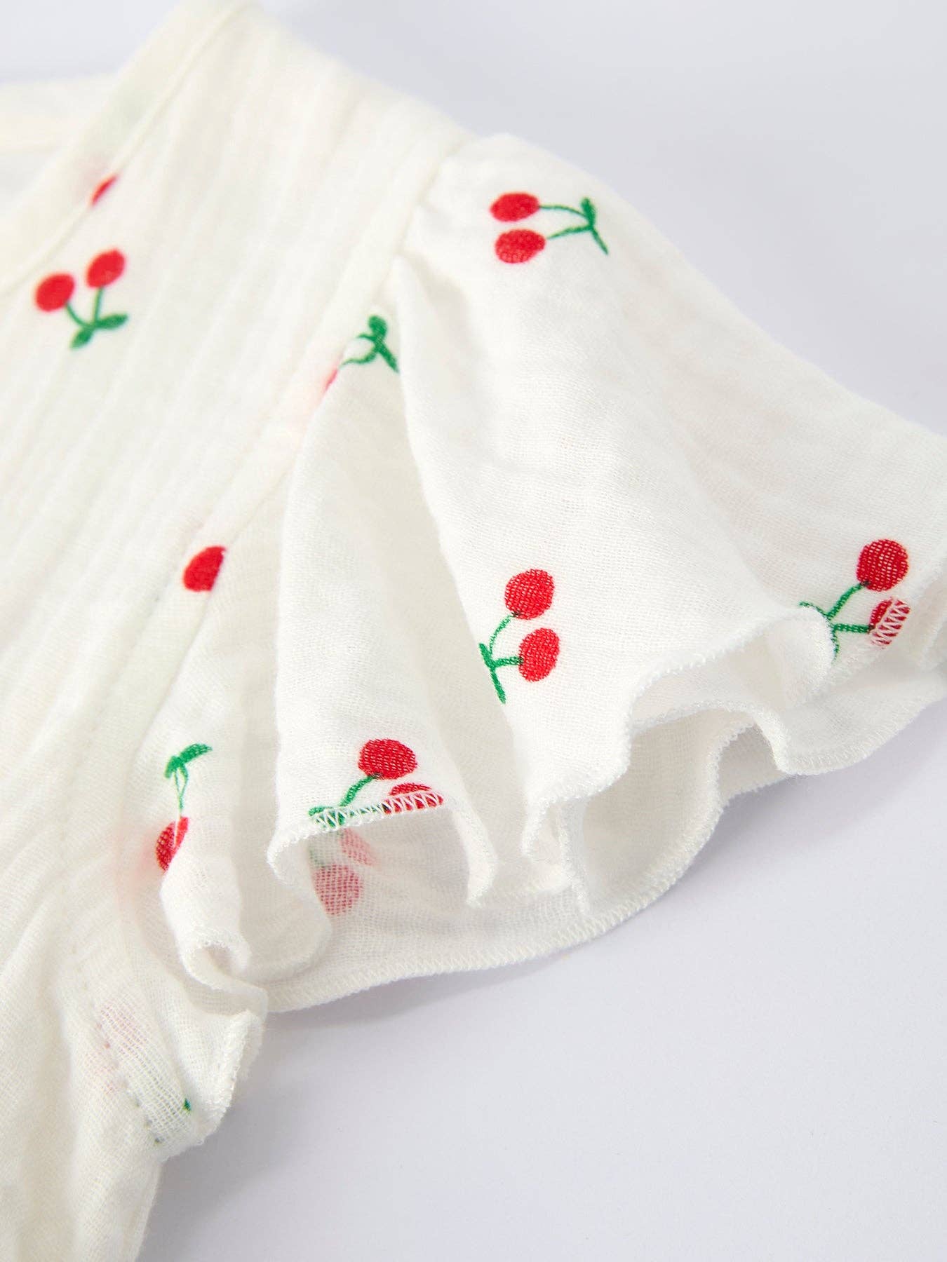 Cherry Print Girls Dress Ruffle Sleeves: 4