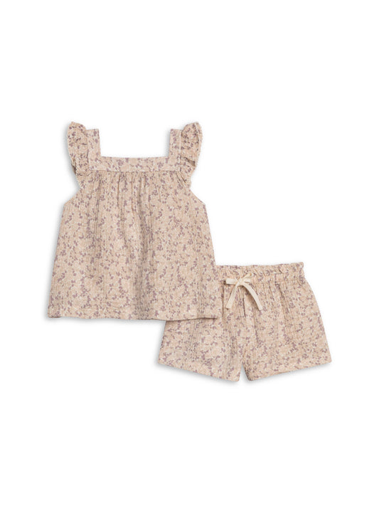 Louise Muslin Tank and Short Set - Vionna Floral / Shell + Fog