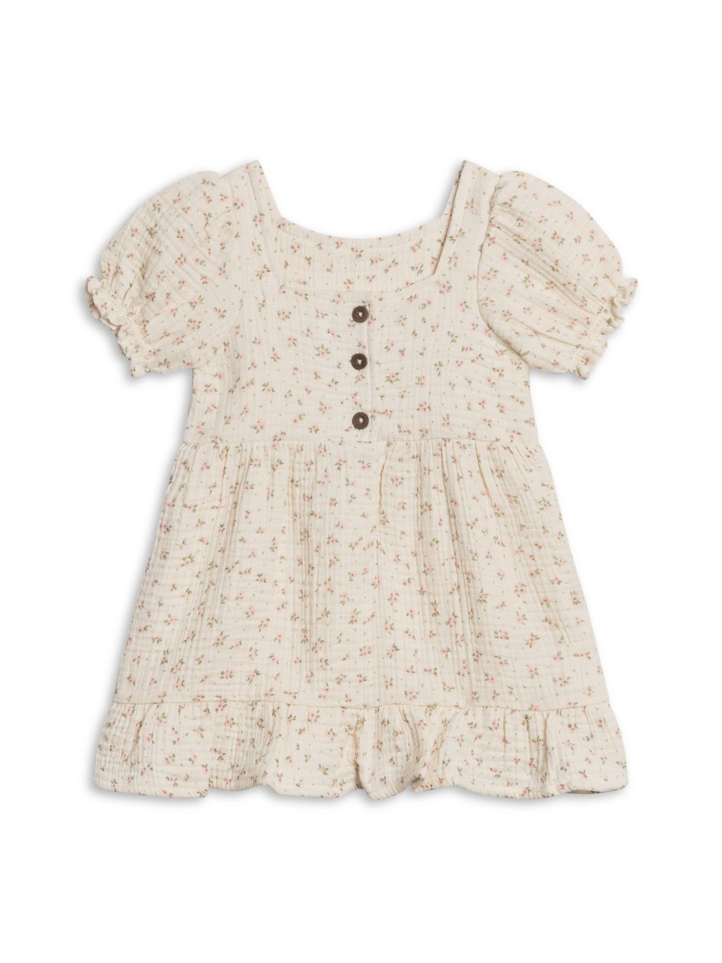 Celine Muslin Square Neck Dress - Camellia Floral / Shell + Fern: 4T
