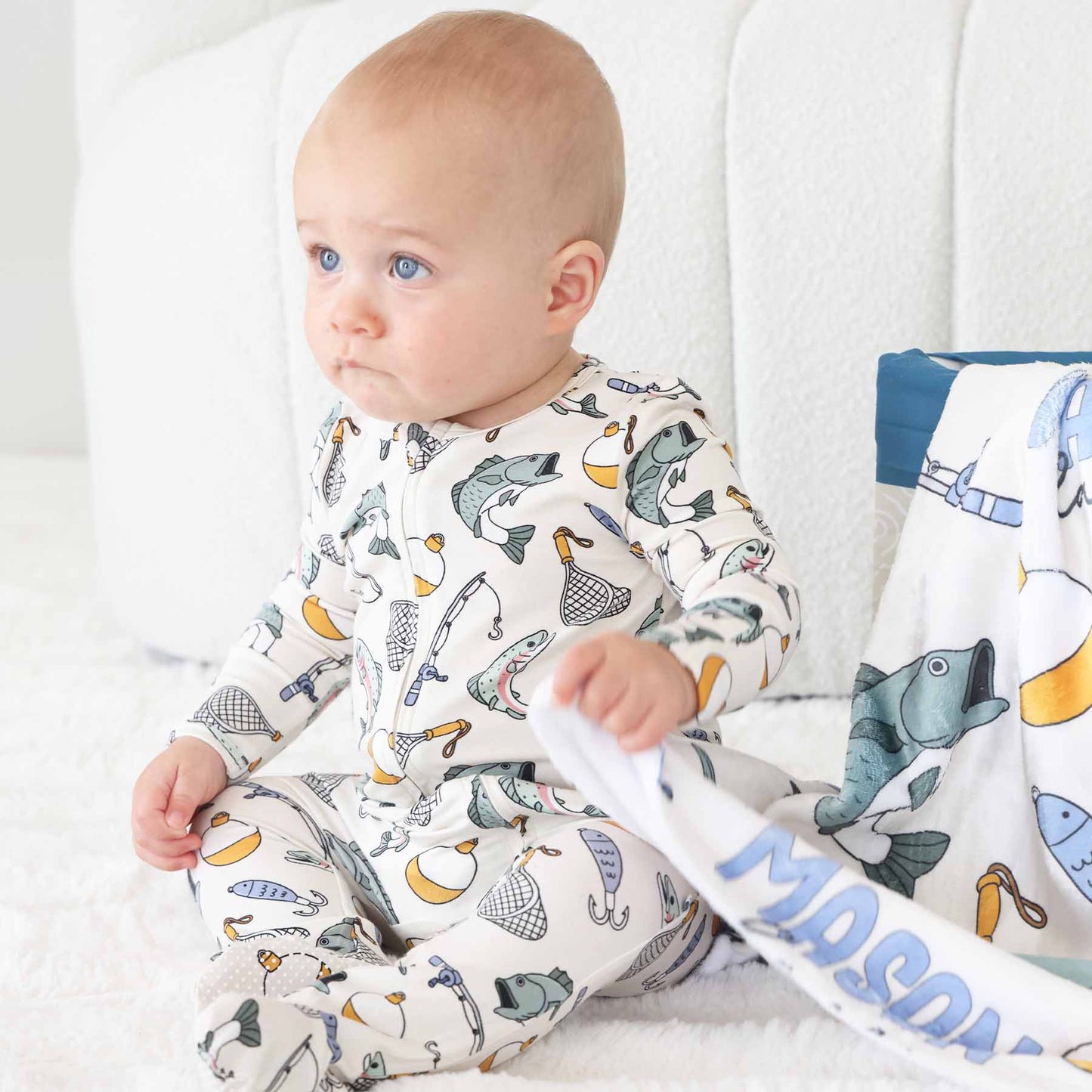 Catch of the Day Zipper Footie: 3-6 months