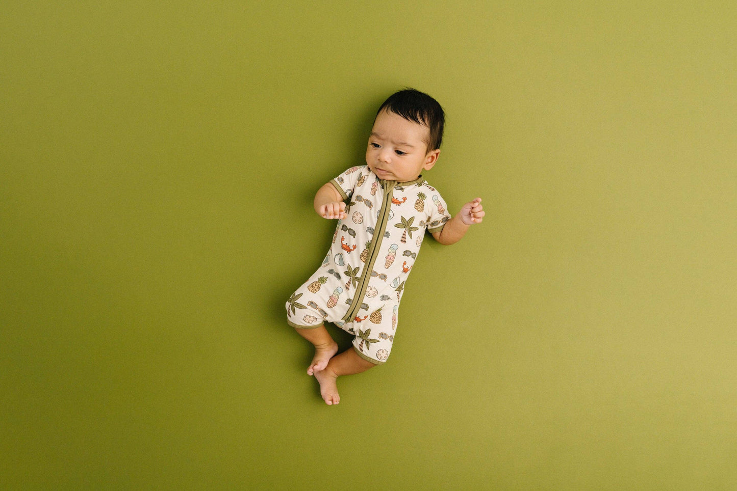 Beach Day Bamboo Short Romper: Newborn