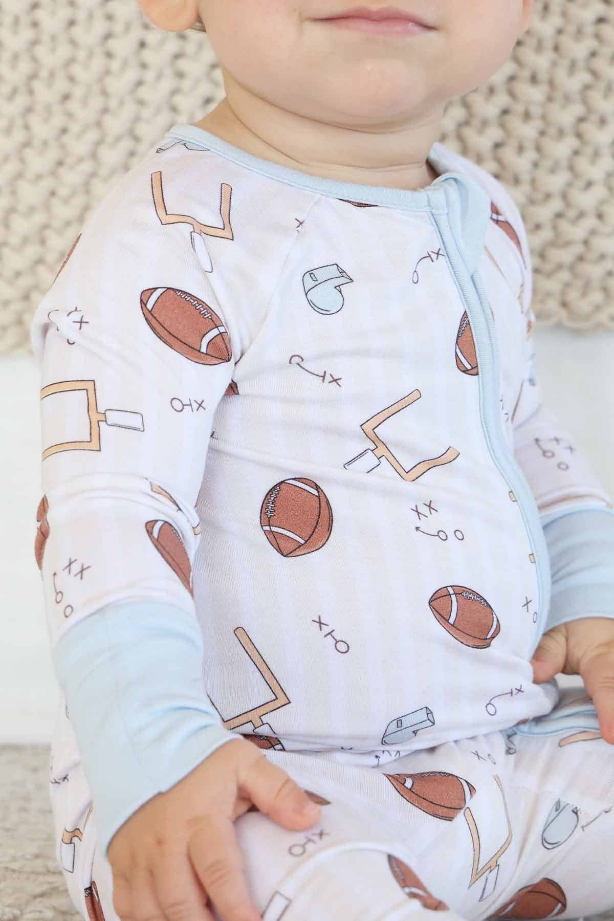 Tiny Touchdowns Convertible Zip Romper | Neutral: 18-24 months
