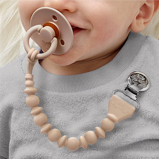 Itzy Paci Strap™ Silicone One-Piece Pacifier Clips: Toast