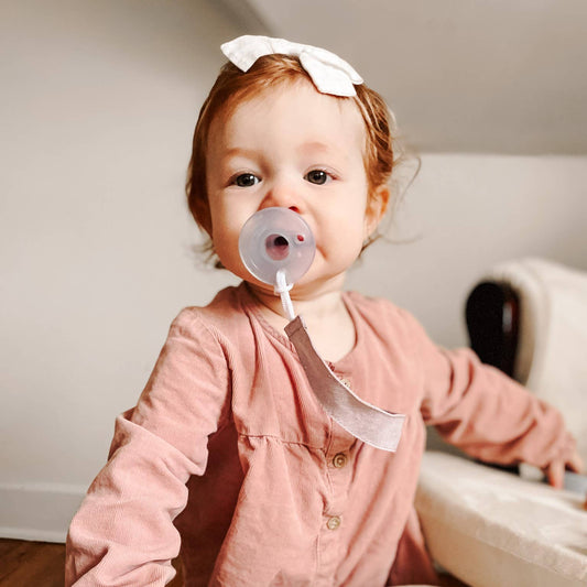 Ali+Oli Linen Pacifier Clips (set of 3): Flamingo