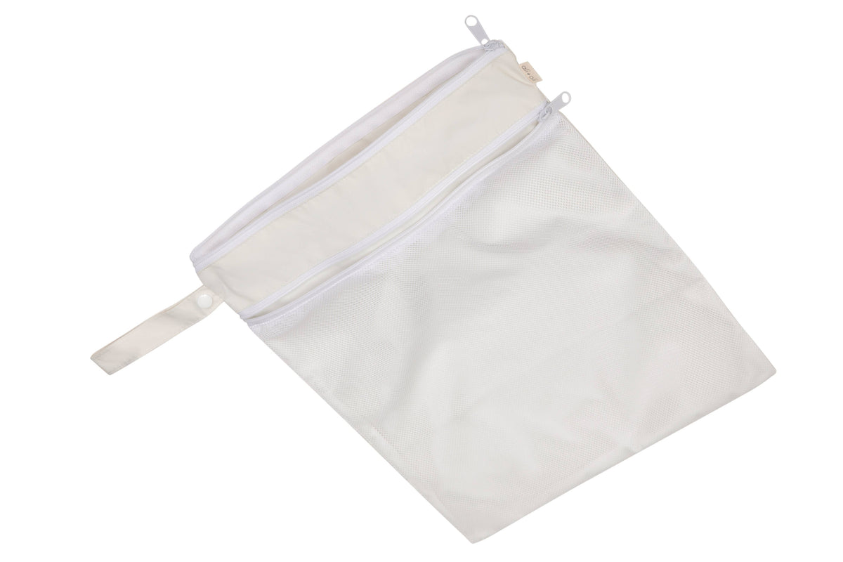 Dual-Compartment Wet/Dry Bag with Mesh Pocket (Sand)