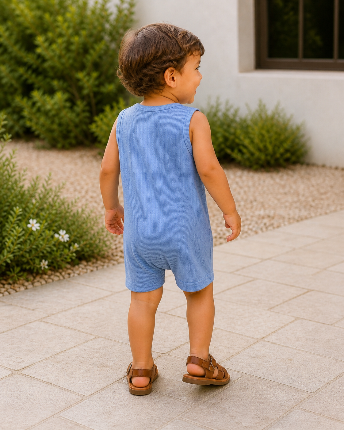 Blue Speckle / Ribbed Shortie: 6 - 12 mo.
