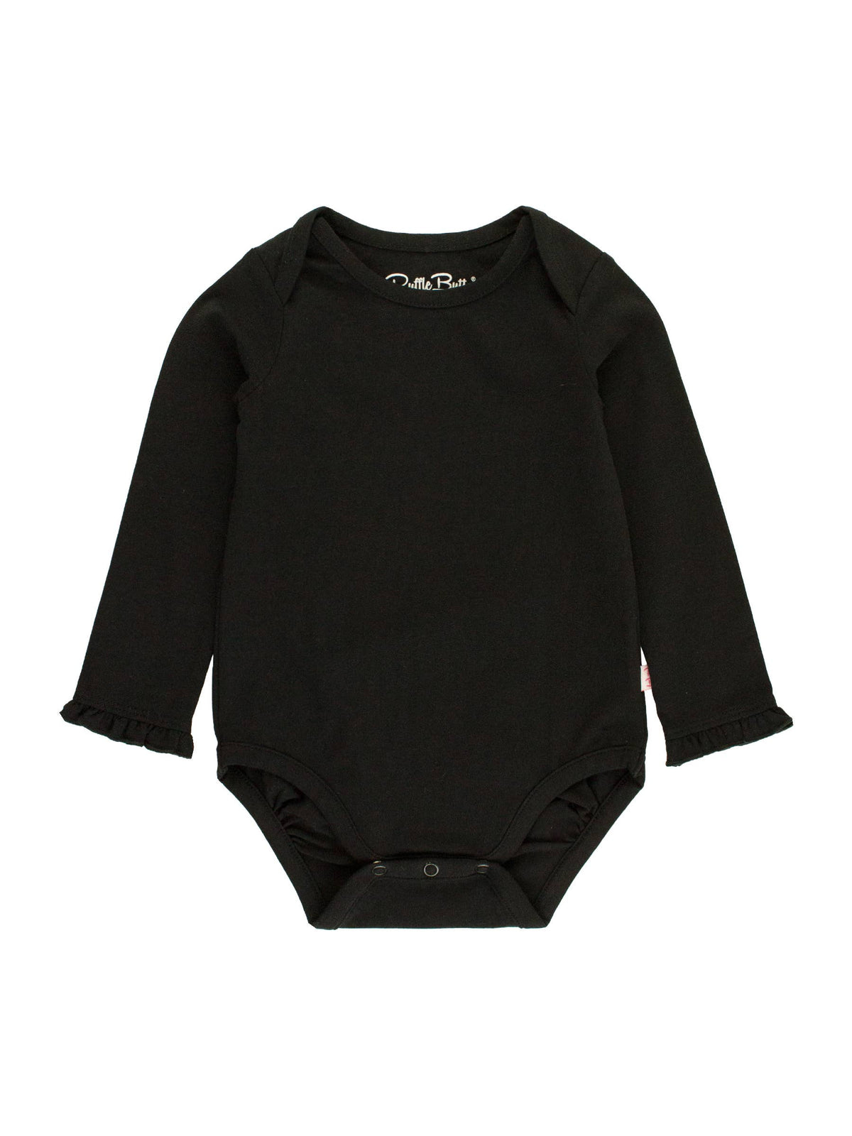 Baby Girls Black Knit Long Sleeve Ruffle Bodysuit