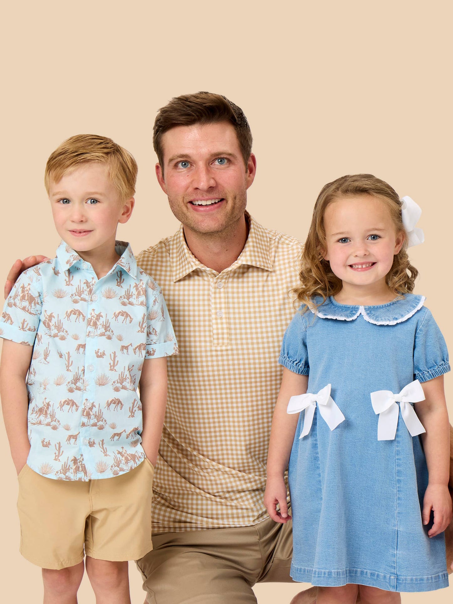 Boys Blue Western Trail Toile Short Sleeve Button Down Shirt: Blue