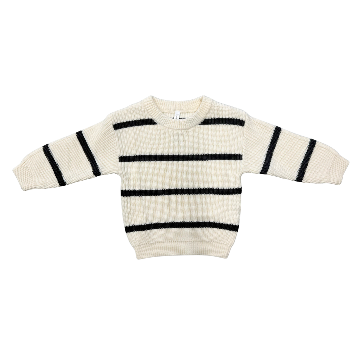 Babysprouts Knit Sweater: Charcoal Cream Stripe