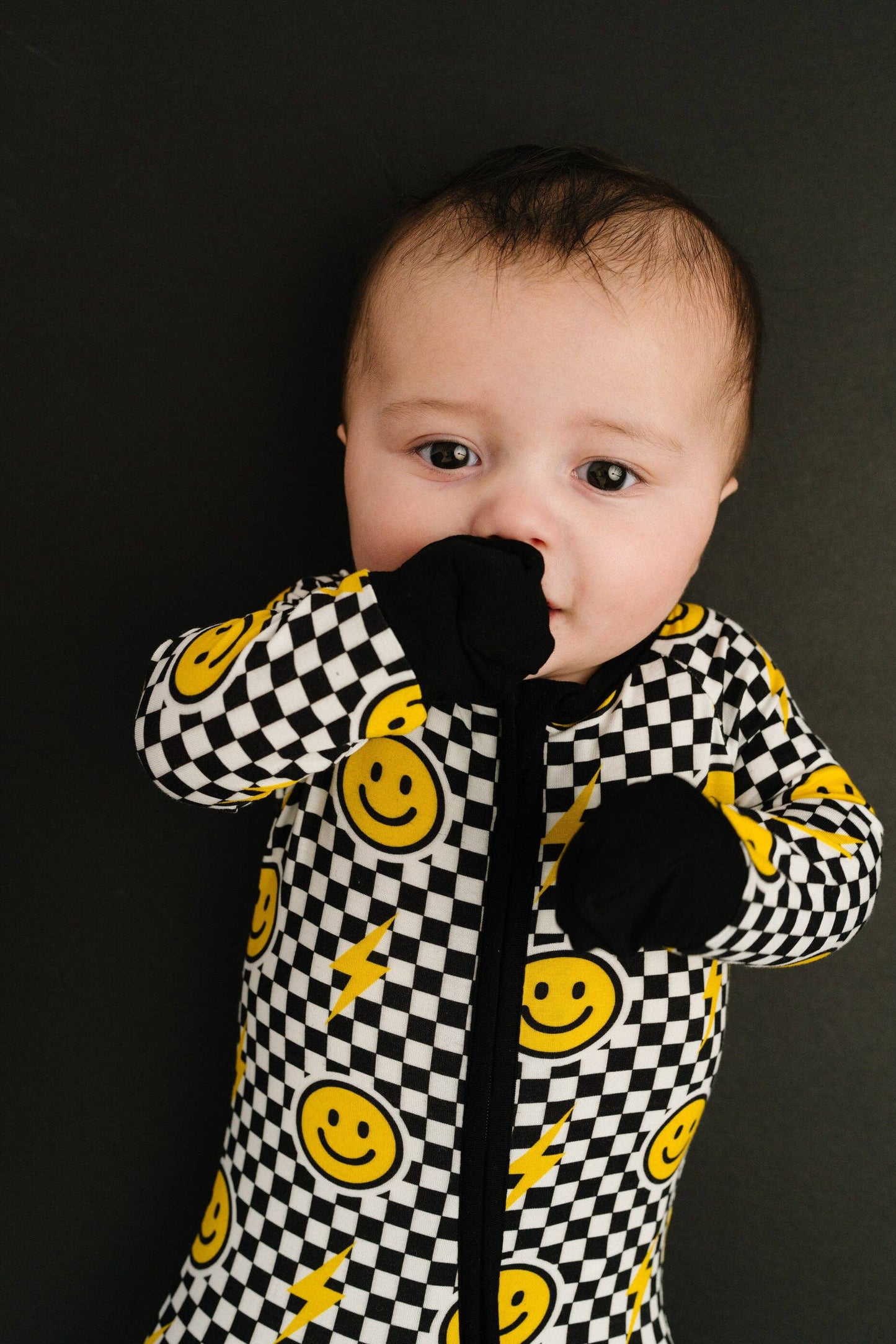Black Bolt Check Bamboo Sleeper: 6-12M