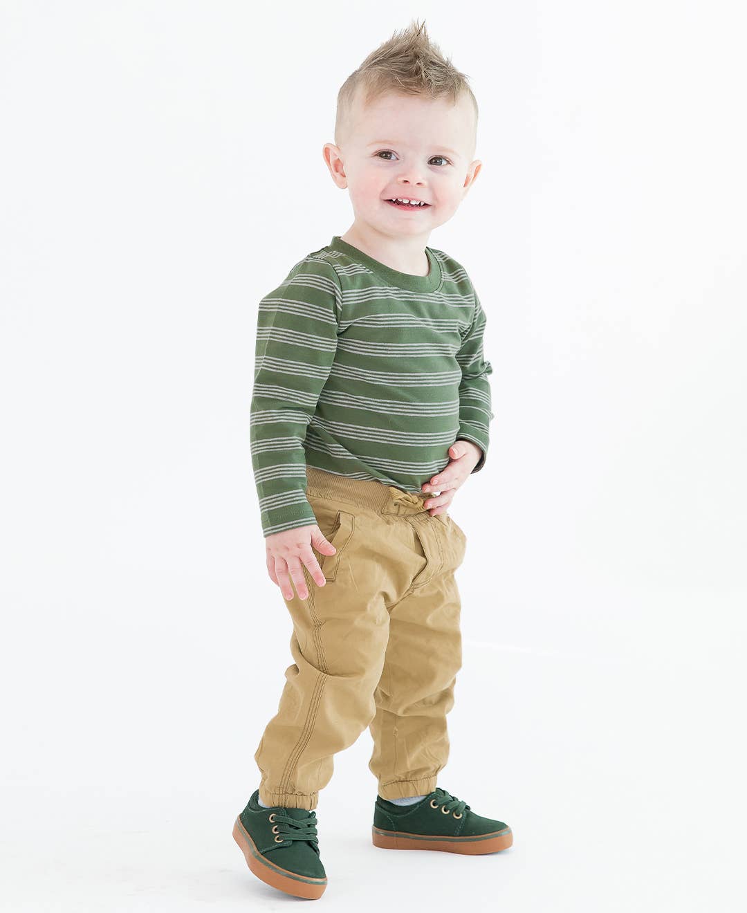 Boys Dark Khaki Jogger Pants: 6-12m