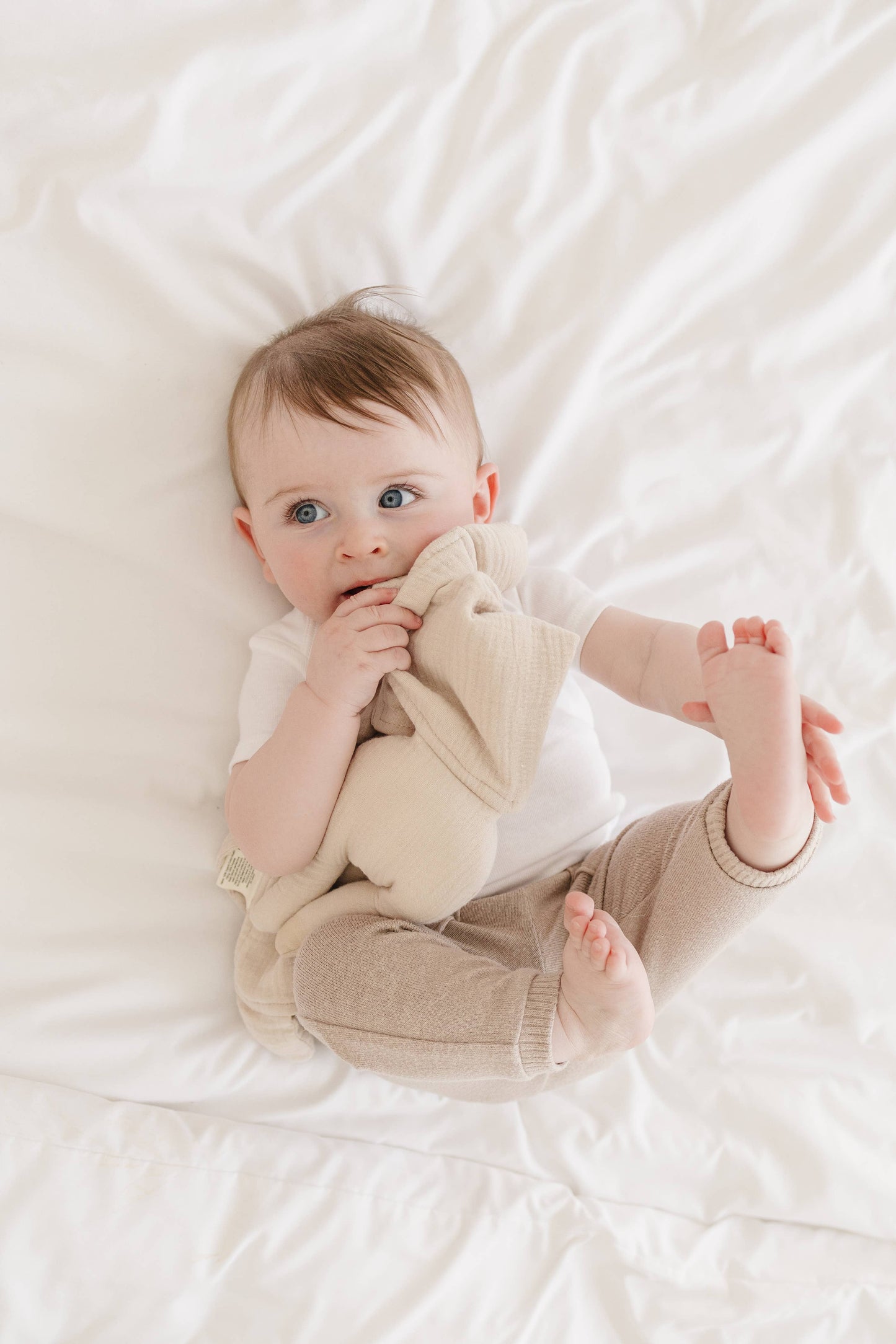 Organic Cotton Muslin Natural Sand Bunny Lovey Blanket