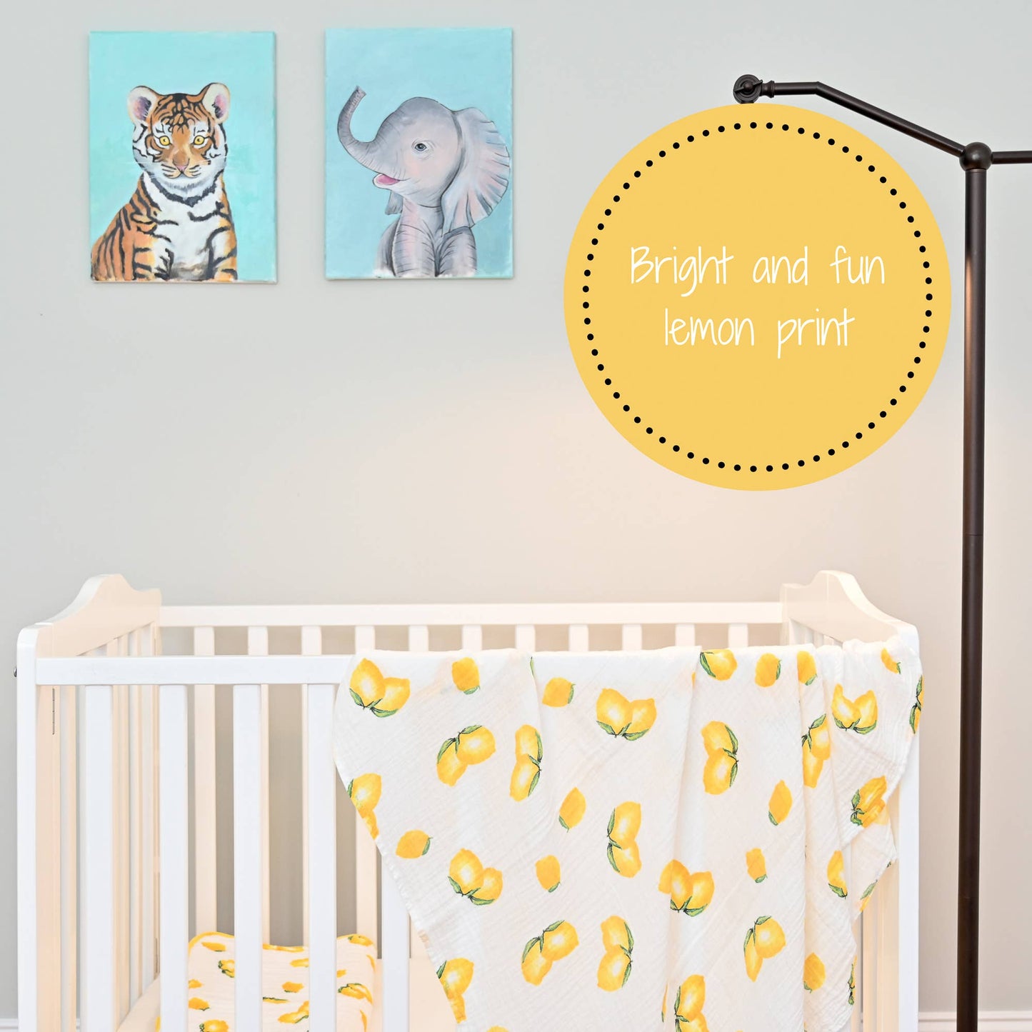 Baby Muslin Swaddle Blanket 47x47 Lemons