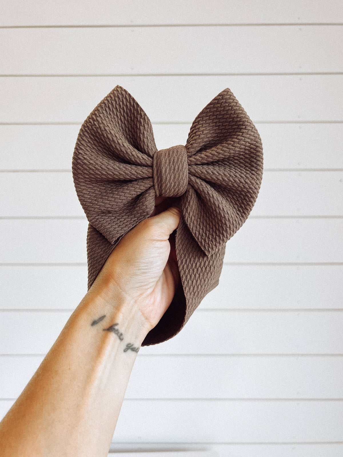Chocolate Brown + Bullet Bow: INFANT HEADWRAP (5INCH BOW) BEST FITS 4-7M