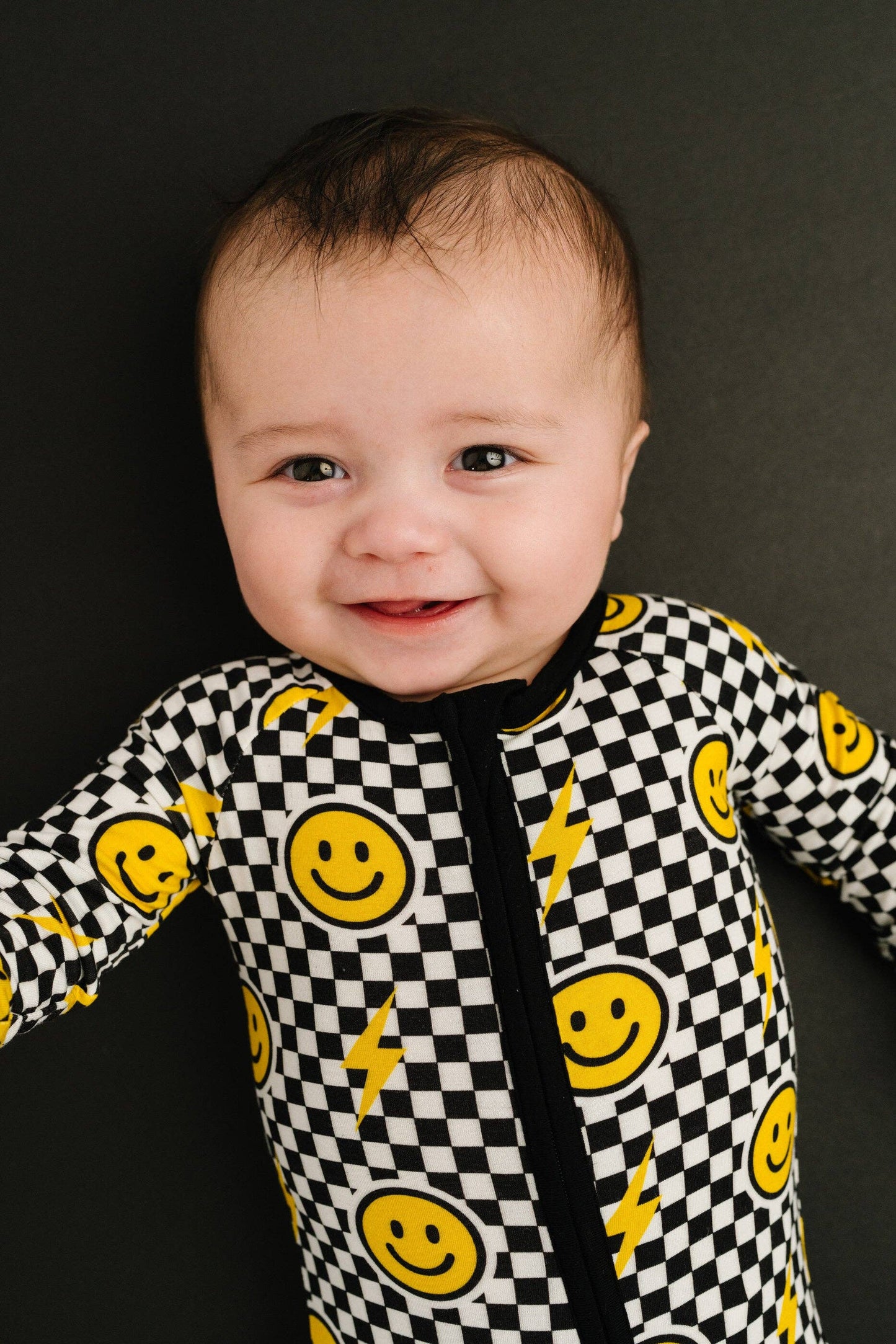 Black Bolt Check Bamboo Sleeper: 3-6M
