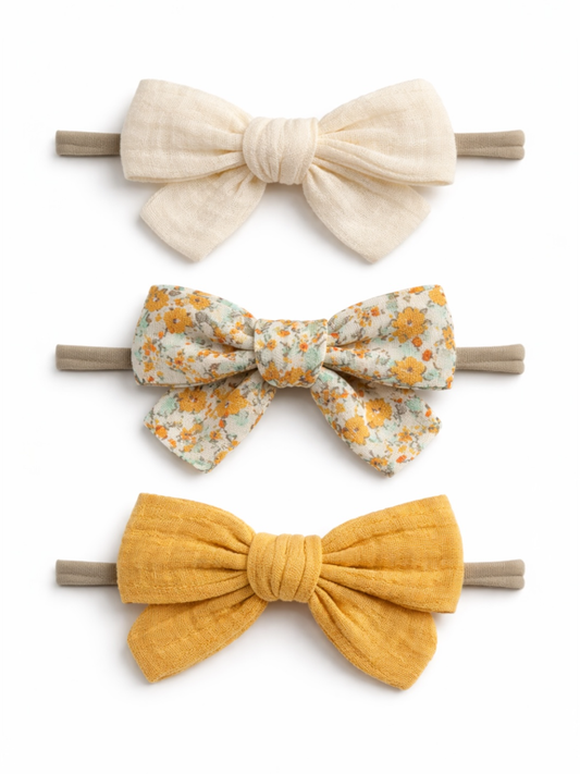 3-Pack Nylon Bows, Hazel