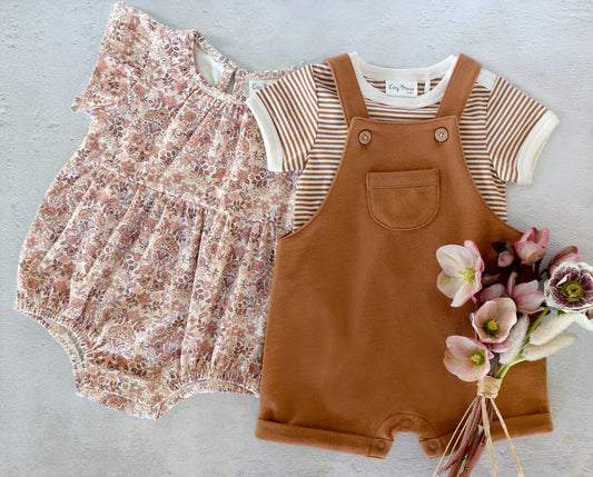 Baby Spring Summer Shortie Overall- Toffee