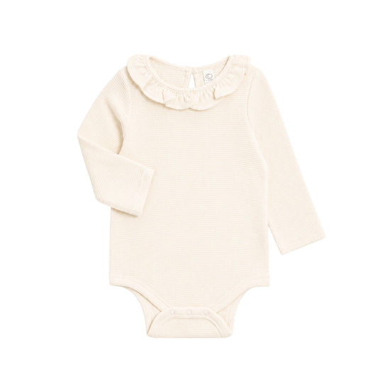 Mae Waffle Knit Ruffle Bodysuit - Ivory