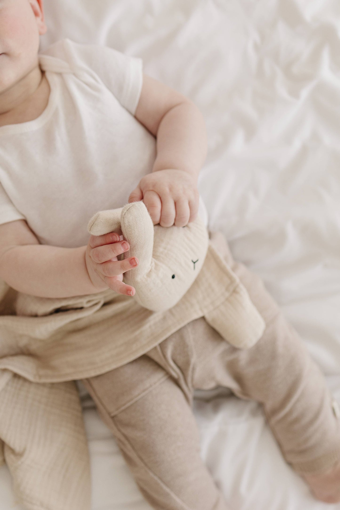 Organic Cotton Muslin Natural Sand Bunny Lovey Blanket